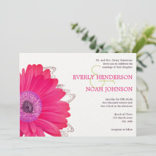 Pink Floral Gerber Daisy Wedding Einladung