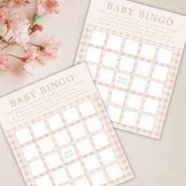Pink Floral Gingham Baby Bingo Spielkarten