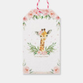 Pink Floral Giraffe Jungle Animals Baby Dusche Geschenkanhänger (Rückseite)