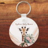 Pink Floral Giraffe Safari Baby Dusche Gefallen Schlüsselanhänger (Vorderseite)