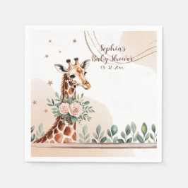 Pink Floral Giraffe Safari Baby Dusche Serviette