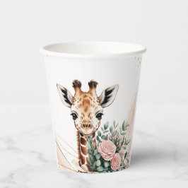 Pink Floral Giraffe Safari Baby Shooting Paper Cup Pappbecher