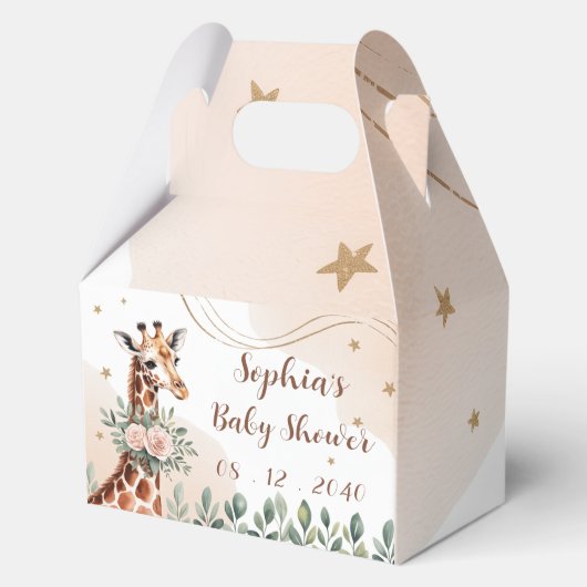 Pink Floral Giraffe Safari Baby Showbox Geschenkschachtel (Vorderseite)