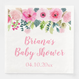 Pink Floral Girl Babydusche Abendessen Napkin Serviette