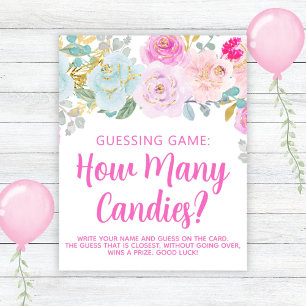 Pink Floral Girl Babydusche Big Bly Game Schild