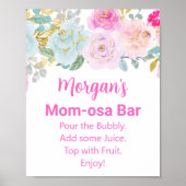 Pink Floral Girl Babydusche Mama-osa-Bar Zeichen Poster (Vorne)