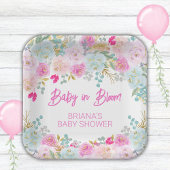 Pink Floral Girl Babydusche Pappteller