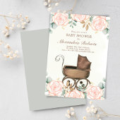 Pink Floral Girl Babydusche Vorlage Vintag