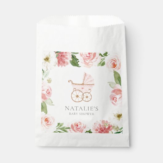 Pink Floral Girl Babyduschpapier Geschenktütchen (Vorderseite)