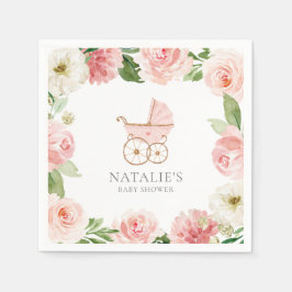 Pink Floral Girl Babyduschpapier Serviette