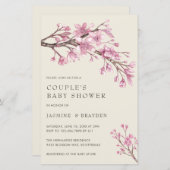 Pink Floral Girl Couples Kinderdusche Einladung (Vorne/Hinten)