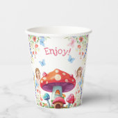 Pink Floral Girl Fairy Birthday Party Pappbecher (Vorderseite)