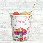 Pink Floral Girl Fairy Birthday Party Pappbecher