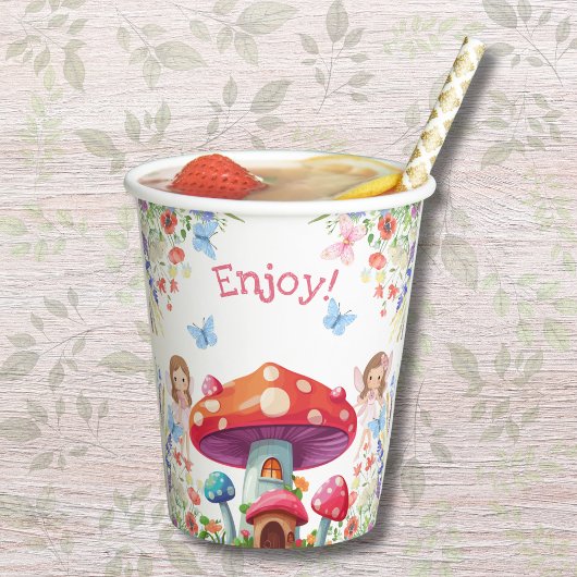 Pink Floral Girl Fairy Birthday Party Pappbecher