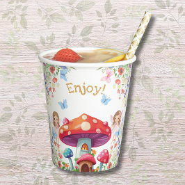 Pink Floral Girl Fairy Birthday Party Pappbecher