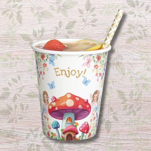 Pink Floral Girl Fairy Birthday Party Pappbecher