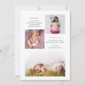 Pink Floral Girl Foto Collage Geburtsankündigung Ankündigung (Rückseite)
