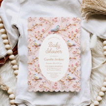 Pink Floral Girl Kinderdusche Einladung
