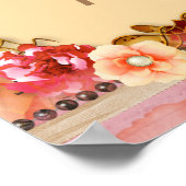 Pink Floral Girl Personalisiert Name Monogram Poster (Ecke)