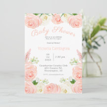 Pink Floral Girl Watercolor Script Babydusche