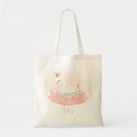 Pink Floral Girls Swan Princess Tote Bag