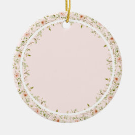 Pink Floral Girly Coquette 1. Weihnachten Verlobt Keramik Ornament
