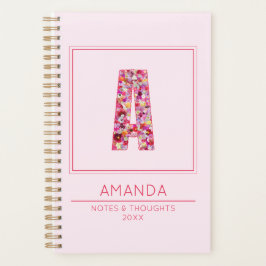 Pink Floral Girly Month Name Letter A Planer
