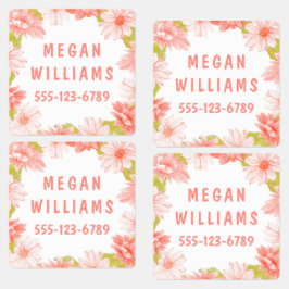 Pink Floral Girly Personalisierter Name Kleidung Etiketten