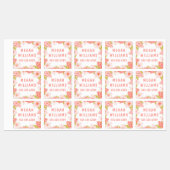 Pink Floral Girly Personalisierter Name Kleidung Etiketten (Blatt)
