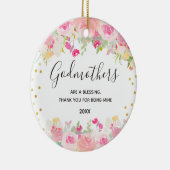 Pink Floral Godmothers Gold Keramik Ornament (Rechts)