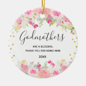 Pink Floral Godmothers Gold Keramik Ornament (Vorne)