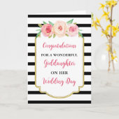 Pink Floral Godtochter Hochzeitsgratulation Karte (Gelbe Blume)