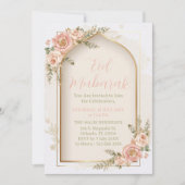 Pink Floral Gold Arch Eid Mubarak Invitation Einladung (Vorderseite)