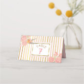 PInk Floral Gold Bird Wedding Tischnummer Platzkarte (Vorderseite)