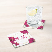 Pink Floral Gold Circle Coaster Rechteckiger Pappuntersetzer (Vor Ort)