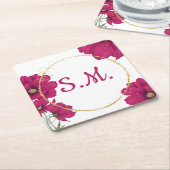 Pink Floral Gold Circle Coaster Rechteckiger Pappuntersetzer (angewinkelt)
