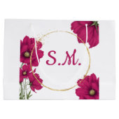 Pink Floral Gold Circle Gift Bag Große Geschenktüte (Rückseite)