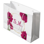 Pink Floral Gold Circle Gift Bag Große Geschenktüte (Vorderseite Schrägansicht)