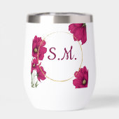 Pink Floral Gold Circle Wine Tumbler (Rückseite)
