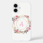 Pink Floral Gold Geometric Phone Case (Rückseite)