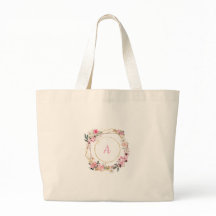 Pink Floral Gold Geometric Tote Bag