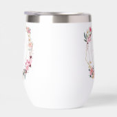 Pink Floral Gold Geometric Wine Tumbler (Rechts)