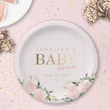 Pink Floral Gold Girl Babydusche