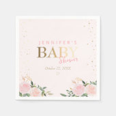 Pink Floral Gold Girl Babydusche Serviette (Vorderseite)