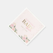 Pink Floral Gold Girl Babydusche Serviette (Ecke)