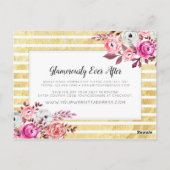 Pink Floral & Gold Glam Moderner Streifen Vielen D Postkarte (Rückseite)