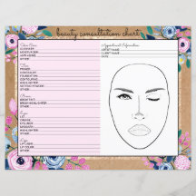 Pink Floral Gold Kraft Paper Beauty Consulting