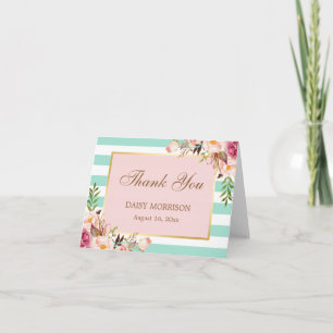 Pink Floral Gold Minze Grüne Streifen Danke