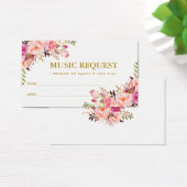 Pink Floral Gold Wedding Music Song Request Card (Schreibtisch)