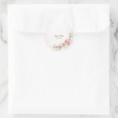 Pink Floral Golden Peach Modern Wedding Party Runder Aufkleber (Tasche)